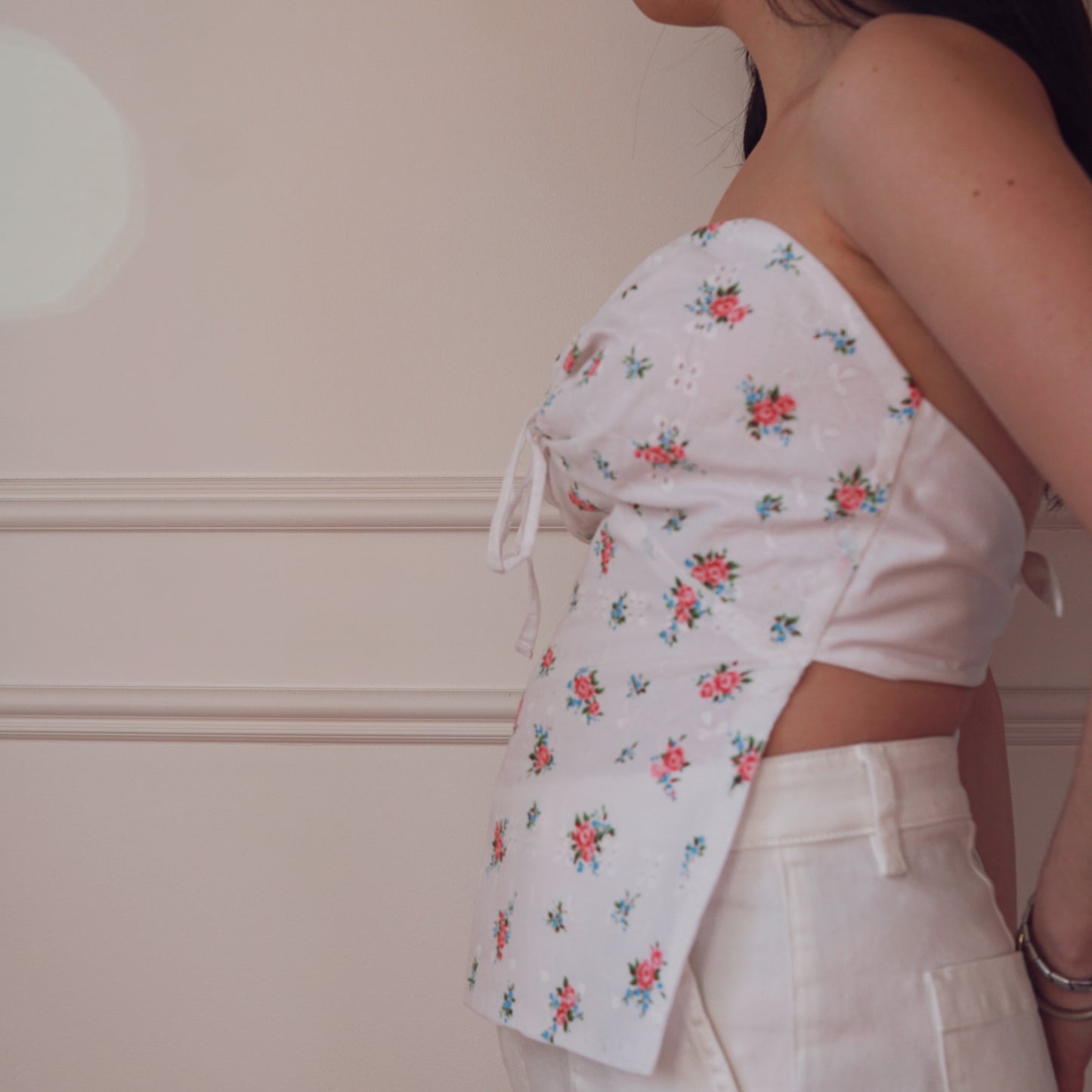 Strapless Floral Top