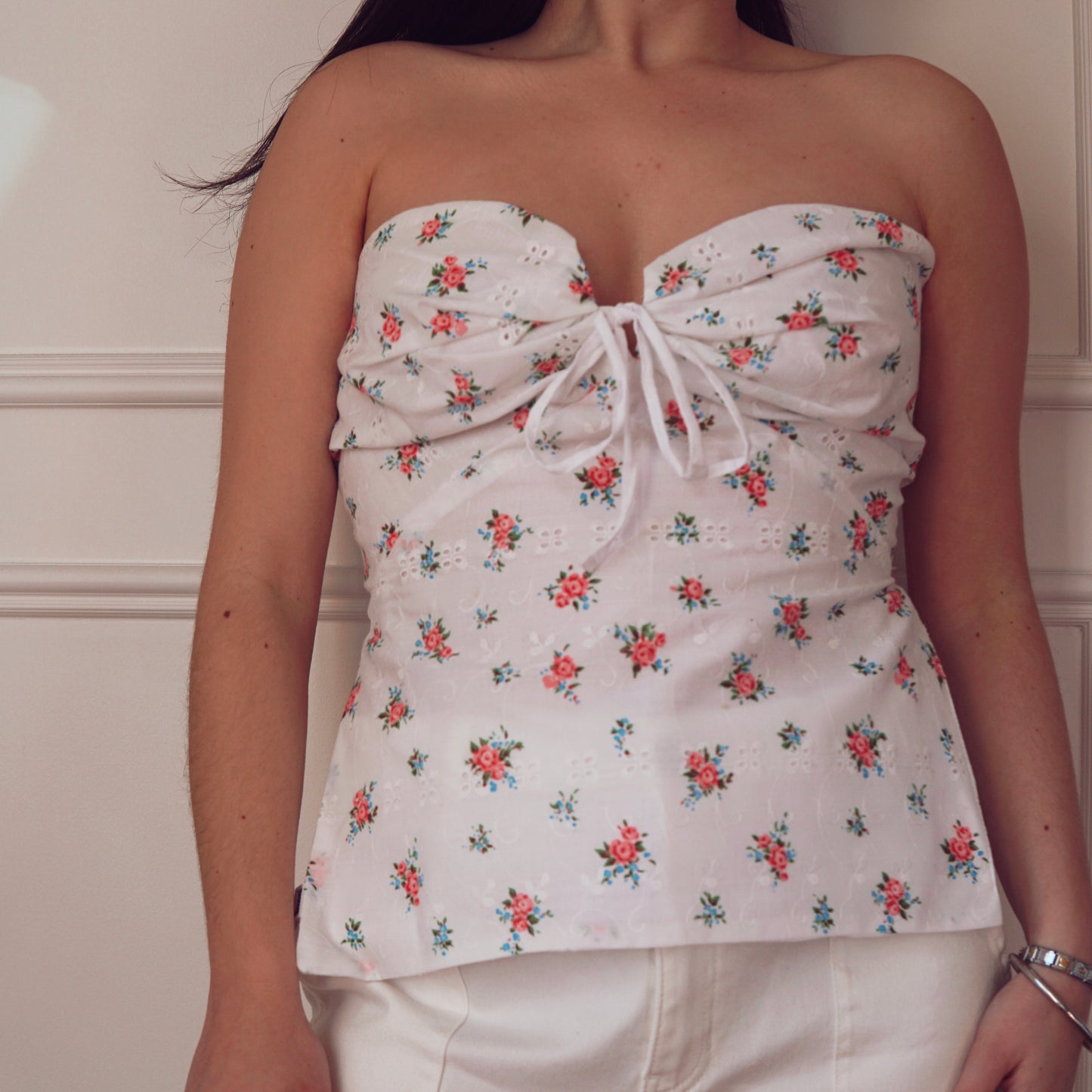 Strapless Floral Top
