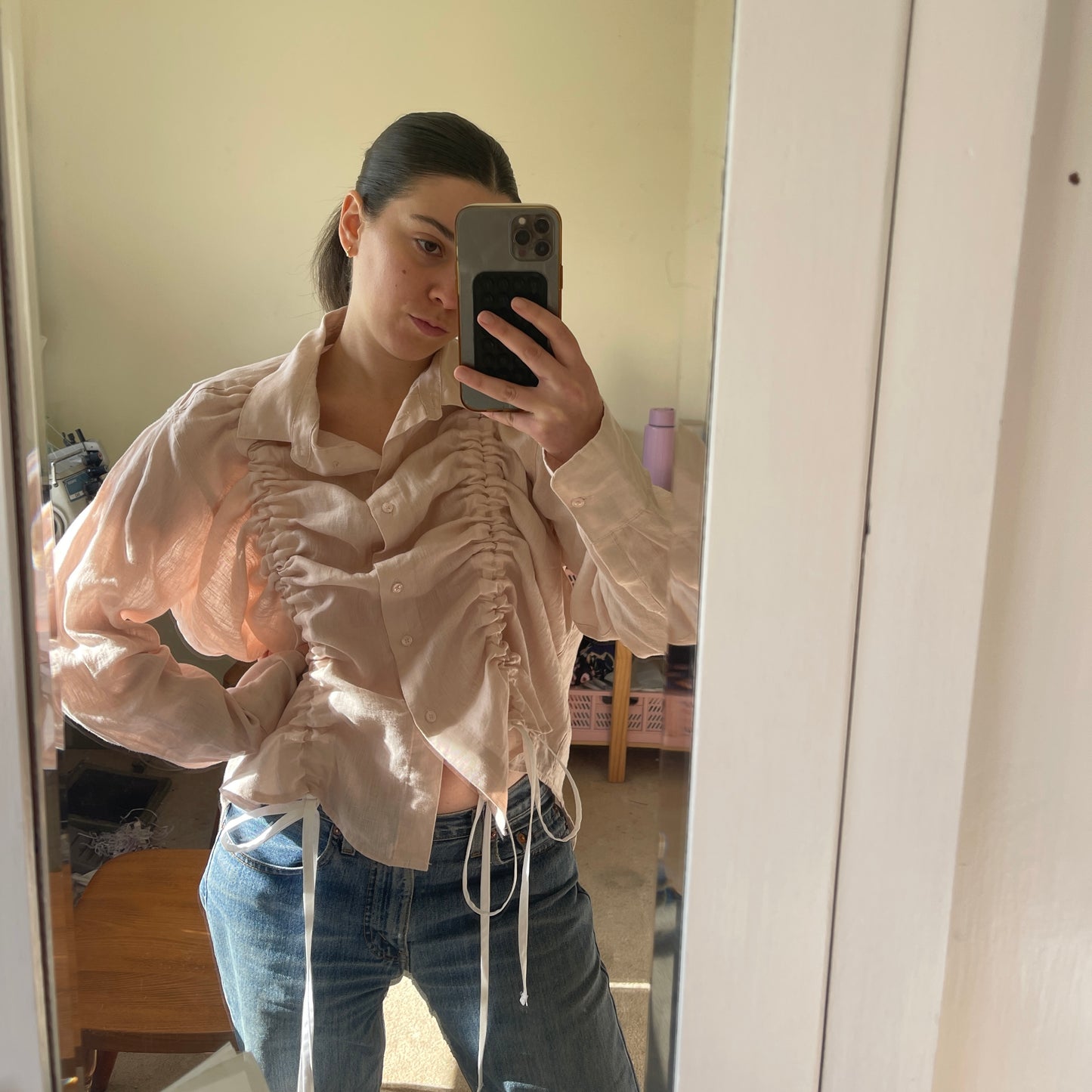 Upcycled Drawstring Shirt