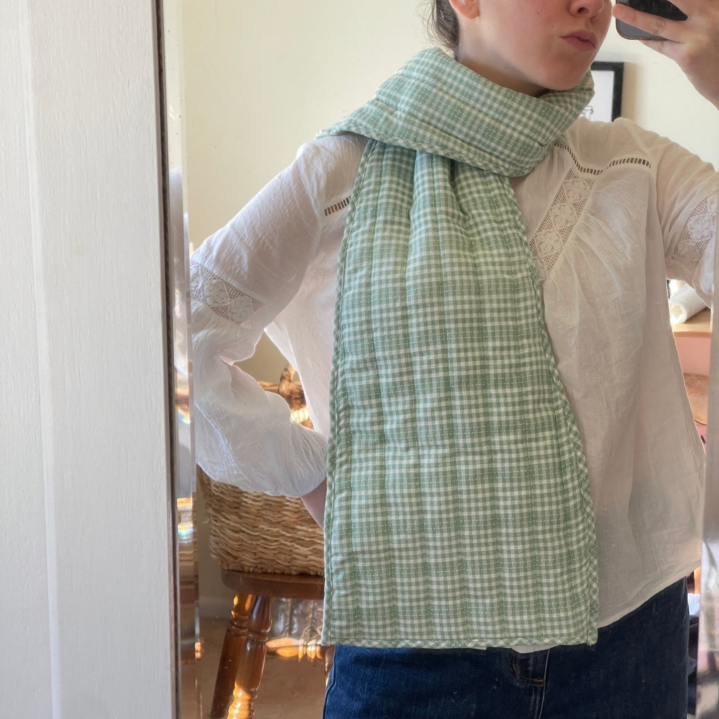 Green Quilted Scarf