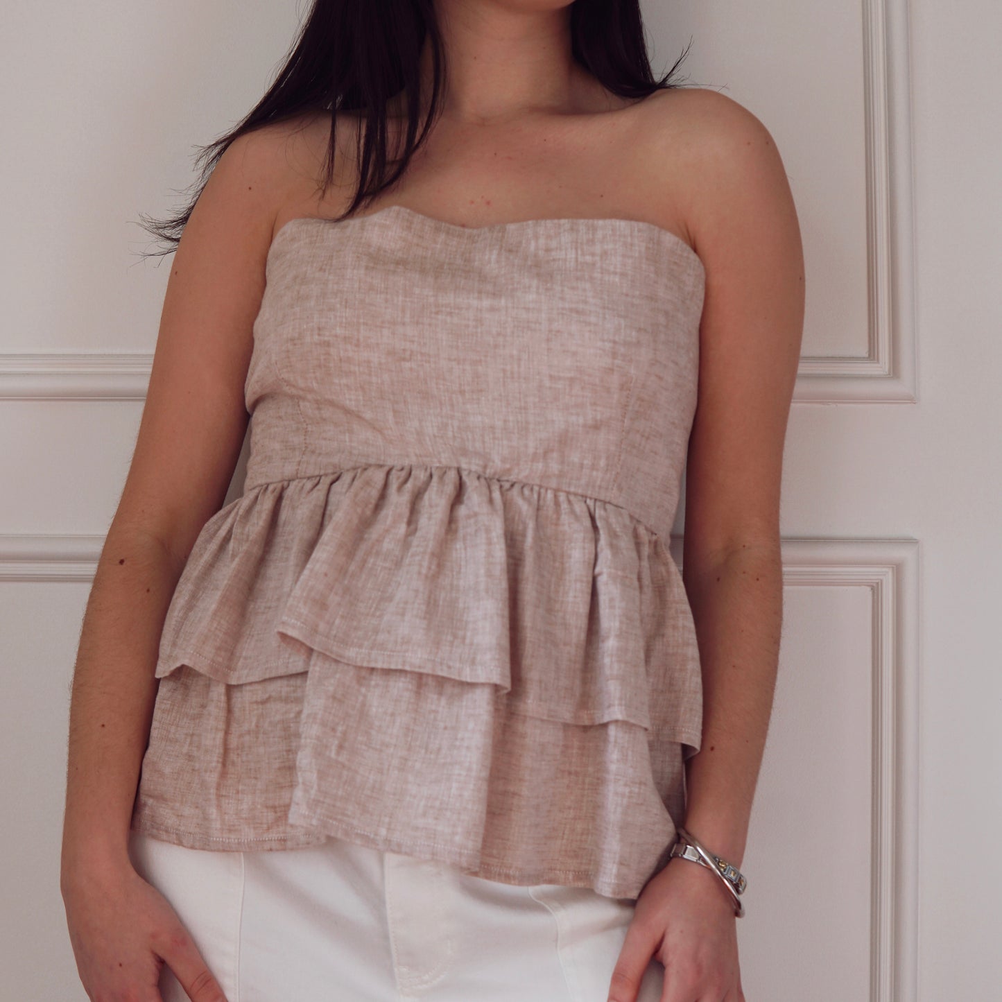 Linen Ruffle Top