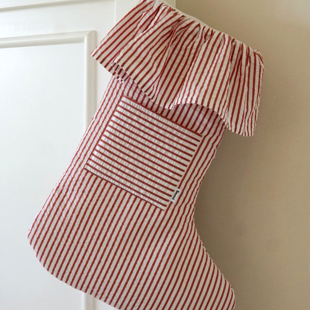 Ruffle Christmas Stocking - Red Striped