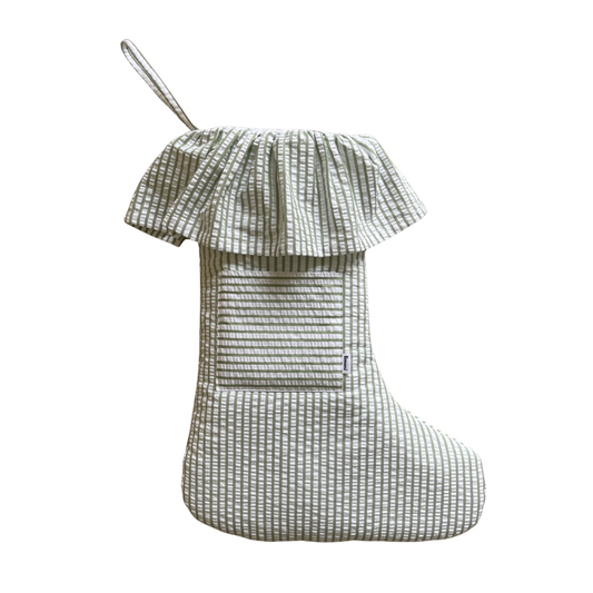 Ruffle Christmas Stocking - Green Striped
