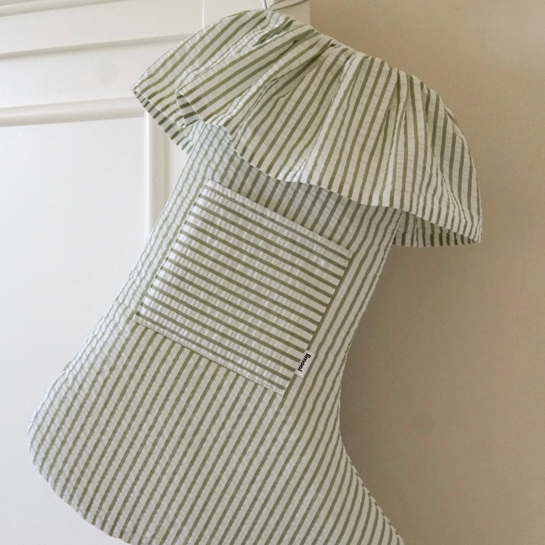 Ruffle Christmas Stocking - Green Striped