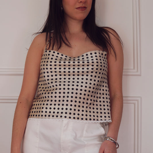 Polka Dot Bias Halter Top