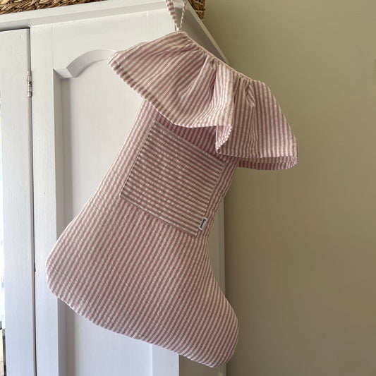 Christmas stocking - pink/white